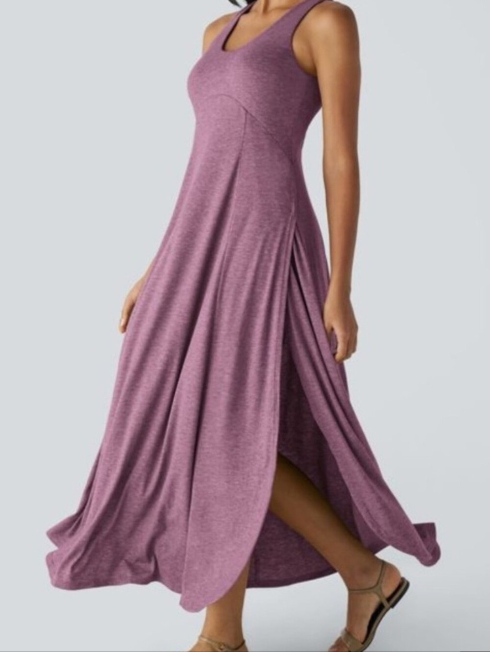 HALARA Red Tank Maxi Dress with Side Slits